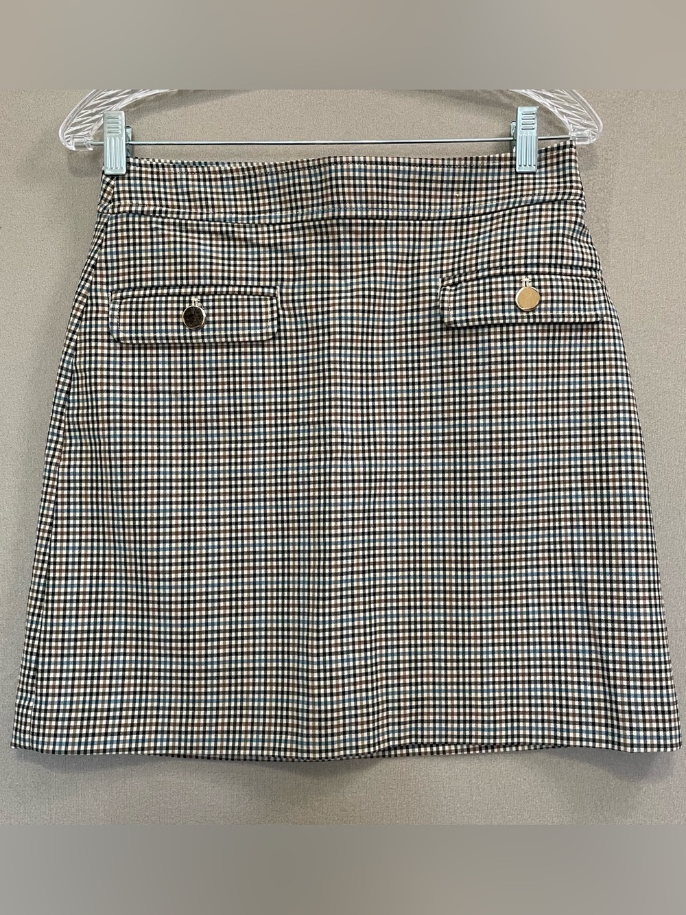 Loft Plaid Women’s brown gingham mini skirt small casual office school Mid